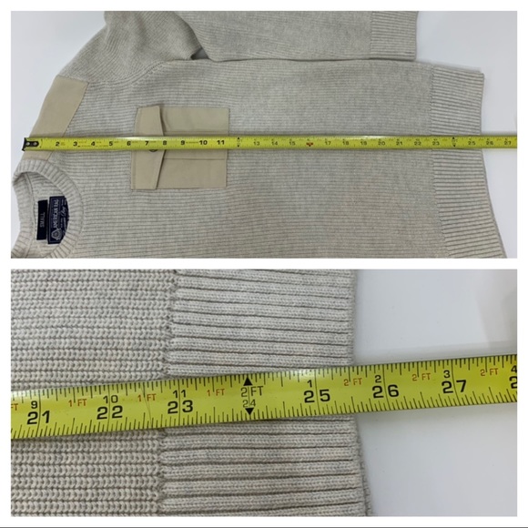 American Rag Men’s Crewneck Sweater With Pocket & Shoulder Patches Cream Gray - Picture 11 of 16